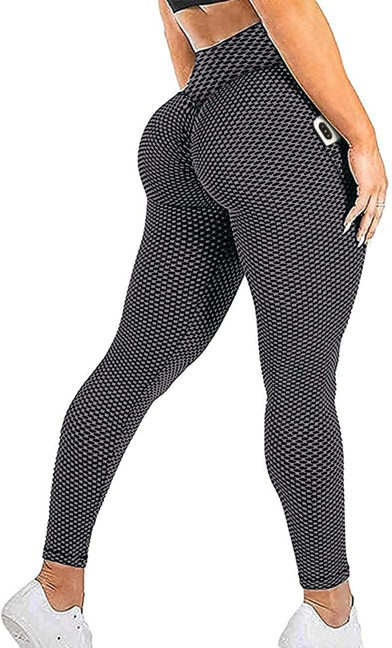 Women'S High Waist Yoga Pants Scrunched Booty Leggings Workout Running Butt Enhance Textured Tights