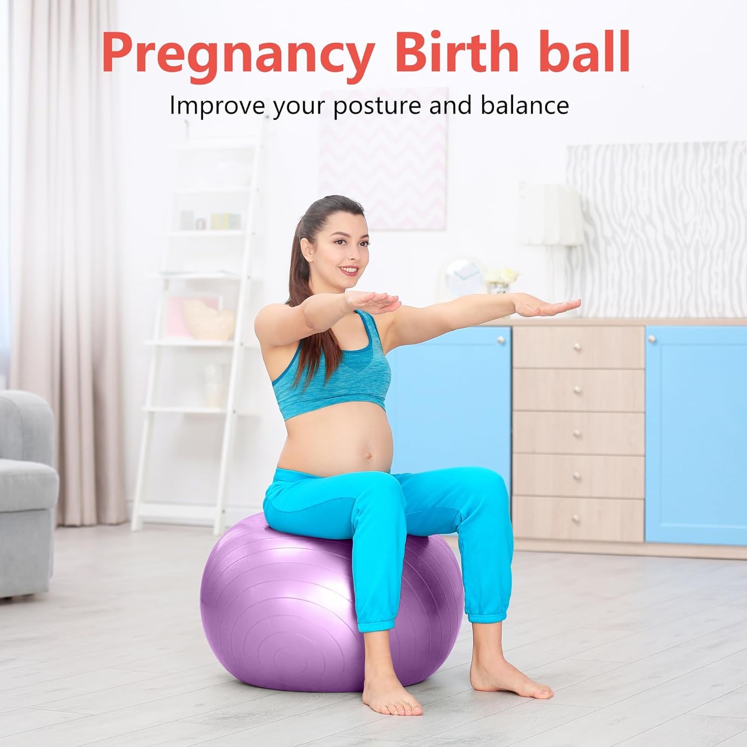 Exercise Ball for Balance Stability Fitness Workout Yoga Pilates at Home Office & Gym, Birthing Ball for Pregnancy, Office Ball Chair, Multiple Sizes