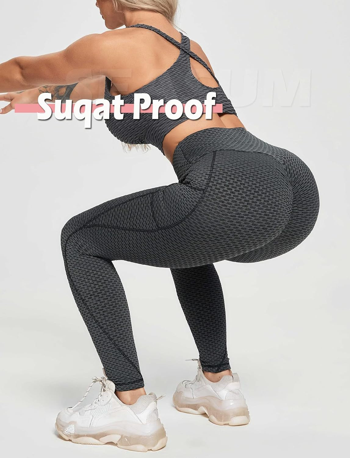 Women'S High Waist Yoga Pants Scrunched Booty Leggings Workout Running Butt Enhance Textured Tights